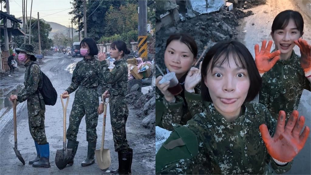 3正妹女兵「全套迷彩」現身花蓮挖土!她喊身為軍人「應做這1事」惹哭全網