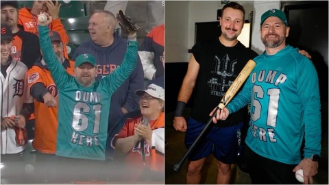 MLB(影)/「神預言」後暖心續集!接61轟+獲贈簽名球棒 勞雷鐵粉成最幸運球迷