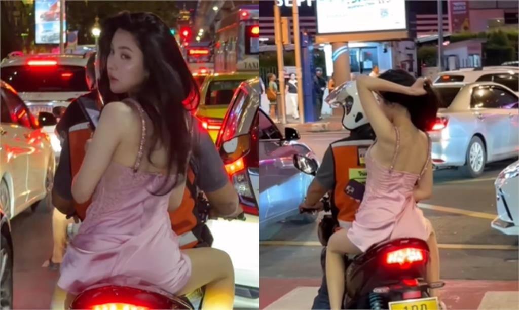 正妹坐機車「激薄睡衣猛吹開」!彎腰下車「哥吉拉掉出來」百萬網猛看真身被挖了