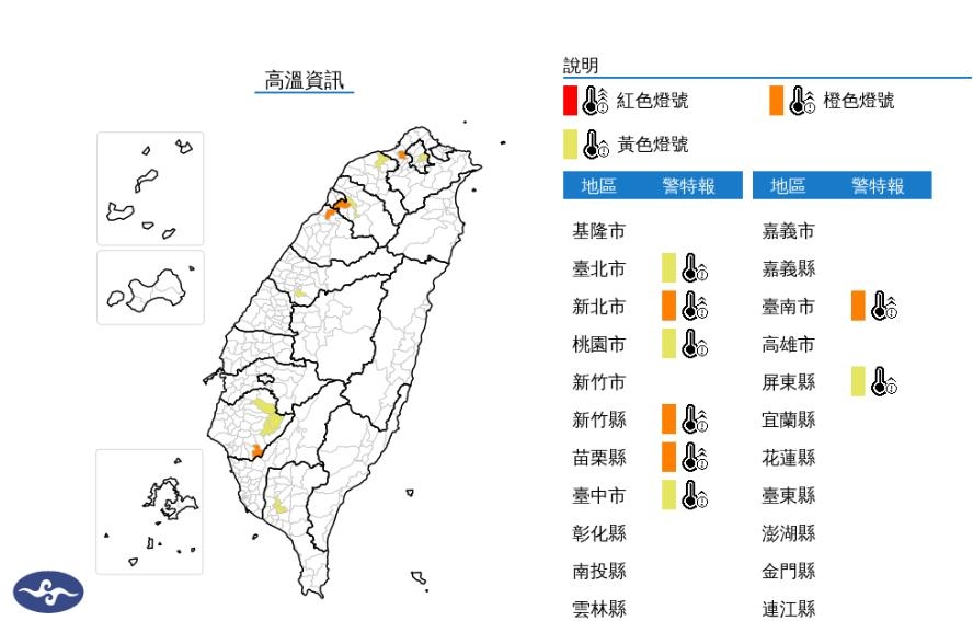 快新聞／雙十連假首日！8縣市狂亮高溫燈號　「這4地」恐連飆36度