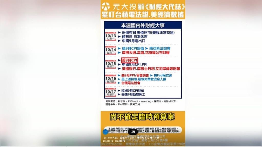 國際大事搶先看 美財報季.台積電法說