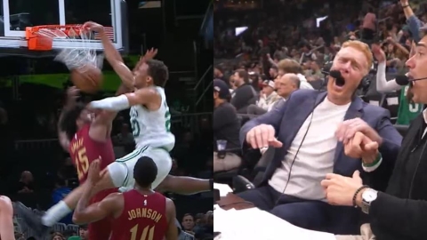 NBA(影)/誰管你垃圾時間!綠衫軍小將熱身賽剩30秒「隔人爆扣」替騎士菜鳥上課