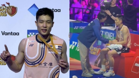 羽球／漏網鏡頭超有愛！周天成奪金幕後功臣是「她」　11萬網友搶看暖心一幕