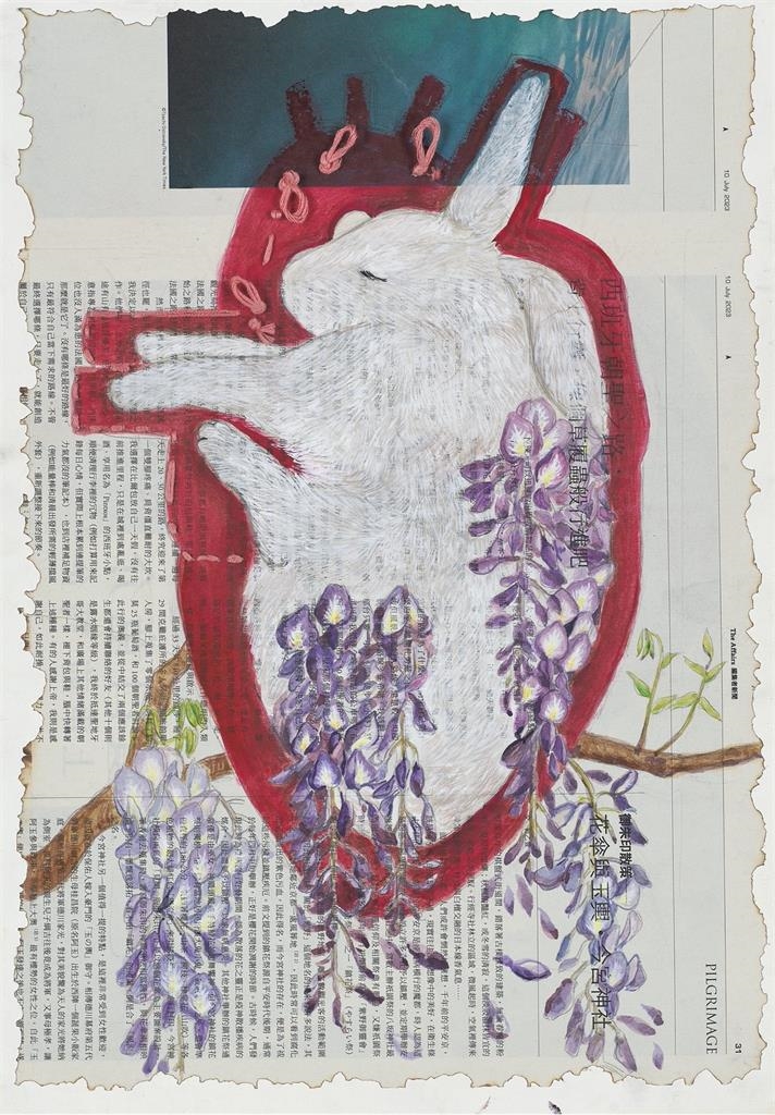 從「夢中白兔」走到畫布上！18歲少女梁個兒個展訴說親情與自我探索…