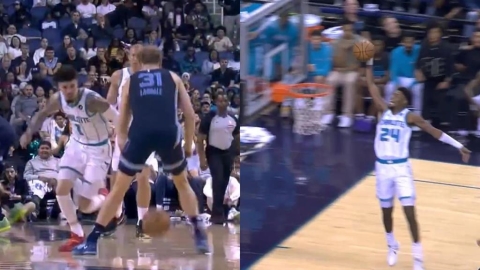 NBA／這球不科學！球三弟高速「胯下過人、空拋爆扣」快到模糊　球迷：高光製造機