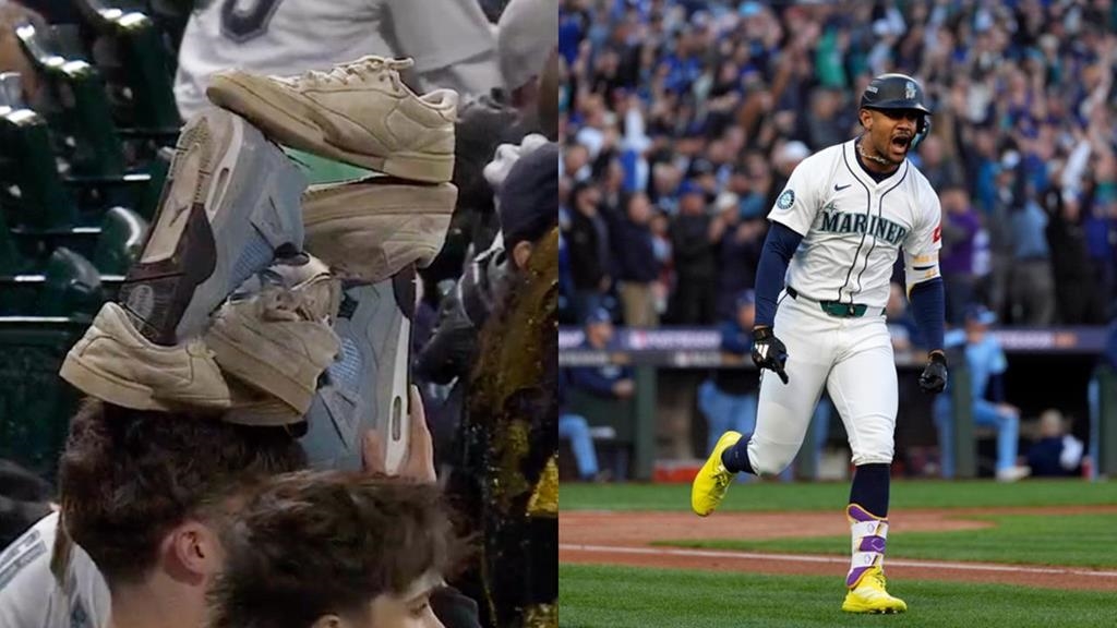 MLB(影)／這哪招？水手球迷「逆轉鞋塔作法」拚大逆轉　球賽主播見狀都嚇傻