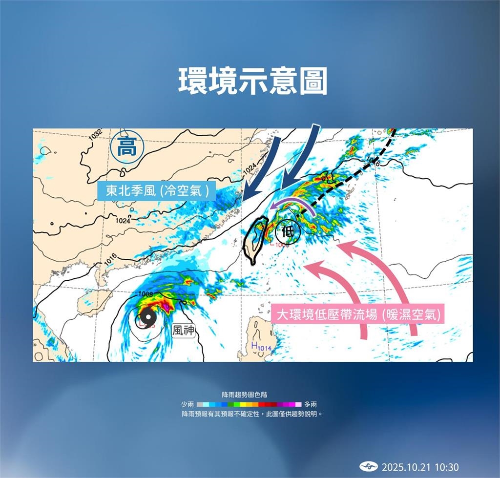 快新聞／下的好煩！「風神」遠離為何降雨持續？　氣象署曝原因