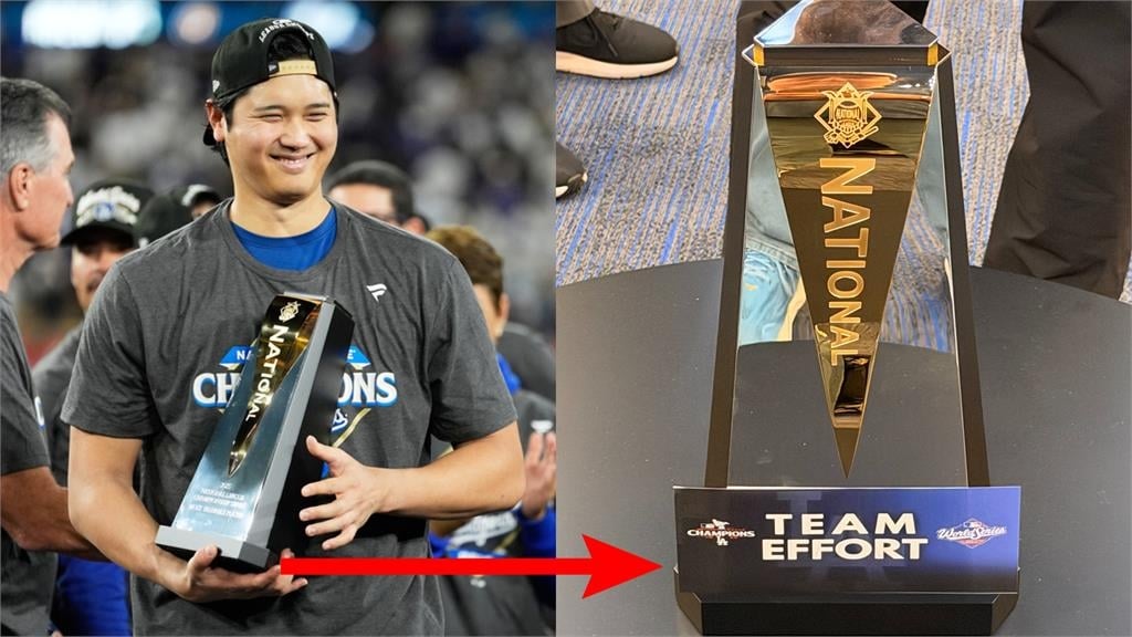 MLB／超無私！大谷神蹟豪取MVP後　獎盃大改造貼「全隊的努力」標語激勵道奇