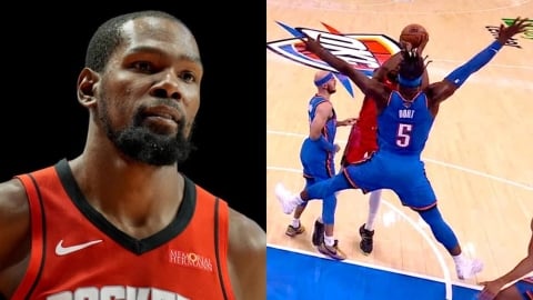 NBA(影)/一張圖看懂KD有多強!雷霆「空中開大」防守死神跳投意外成爆紅迷因