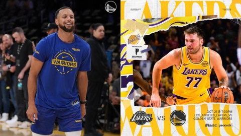 NBA(影)／勇湖開戰！柯瑞「熱身狂飆LOGO三分」踢館湖人「瘦77」練投美如畫