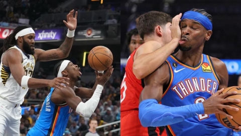 NBA(影)/我他X的累爆了!雷霆SGA連兩場2OT「出賽近100分鐘」躺地喊累