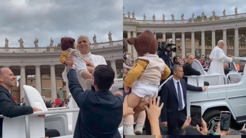 台灣「熊帽萌娃」成天選之人！梵蒂岡朝聖「奇蹟一幕」網淚喊：一生有福