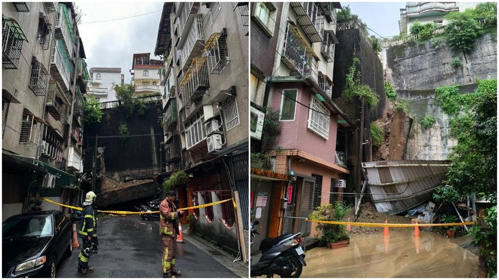撐不住了！暴雨狂襲「新店擋土牆崩塌」　現場駭人畫面曝光