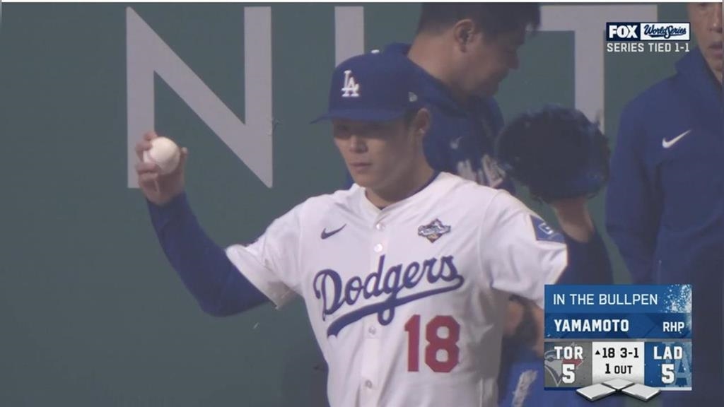 MLB(影)／藍鳥最怕的「咒怨」來了？兩隊鏖戰18局　道奇牛棚驚見山本由伸熱身