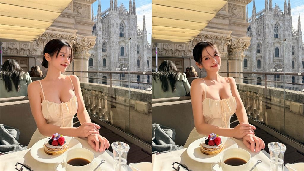 蔡瑞雪遊歐「開深V穿搭」太辣!細肩帶洋裝「深溝炸出雪球」萬人朝聖