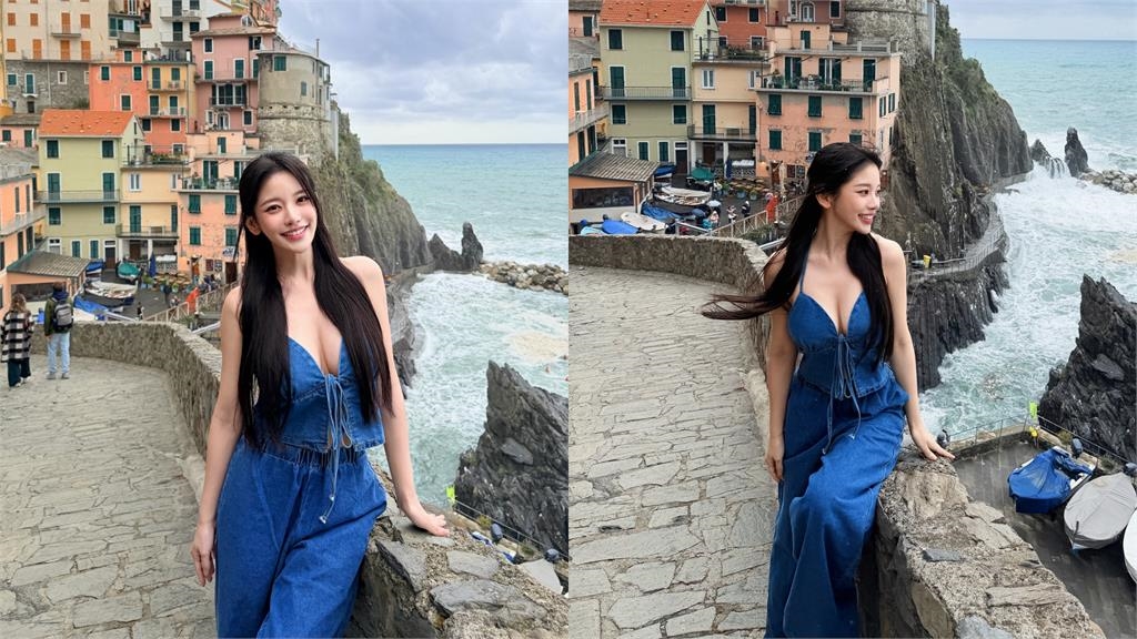 蔡瑞雪遊歐「開深V穿搭」太辣!細肩帶洋裝「深溝炸出雪球」萬人朝聖