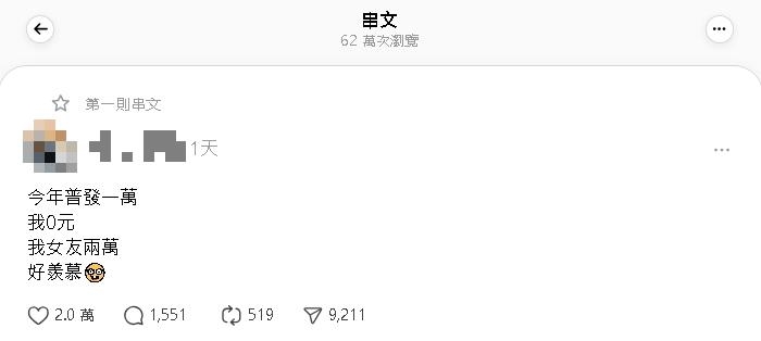 普發1萬男子稱自己「領0元」!原因曝光吸62萬網友朝聖:對方已上繳