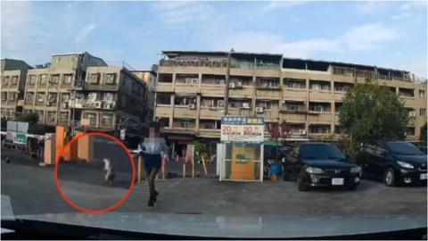 停車繳錢「黑絲OL被盯上」遭尾遂!對到眼「竟暴衝飛奔」監視畫面曝