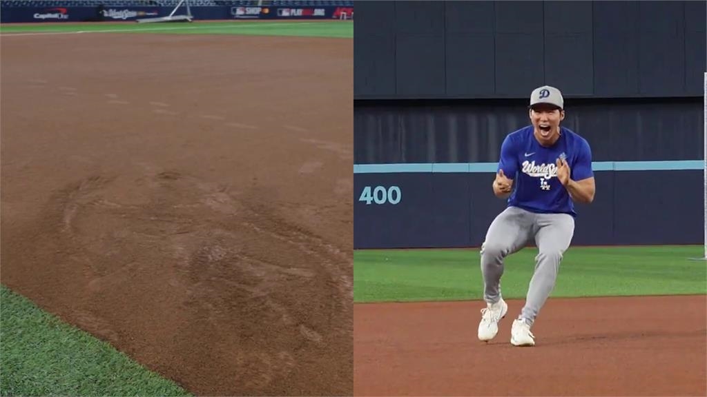 MLB(影)/要打G6壓力大?羅伯斯和金慧成比跑壘「跌到狗吃屎」道奇全隊超放鬆