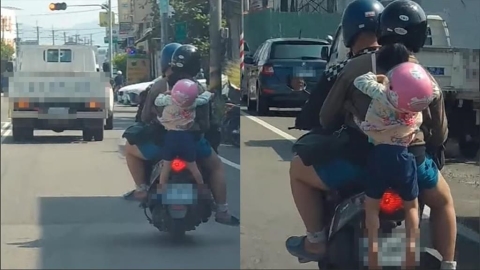 騎機車超危險三貼「孩童懸空晃動」單手抓嬤肩膀!誇張畫面網怒轟⋯警方出手了