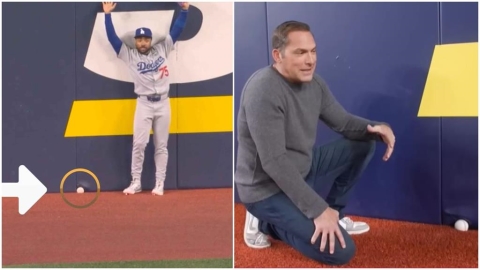 MLB(影)/天公疼道奇!第六戰「關鍵卡牆」機率多低 牆下測試:用手丟十分鐘也難