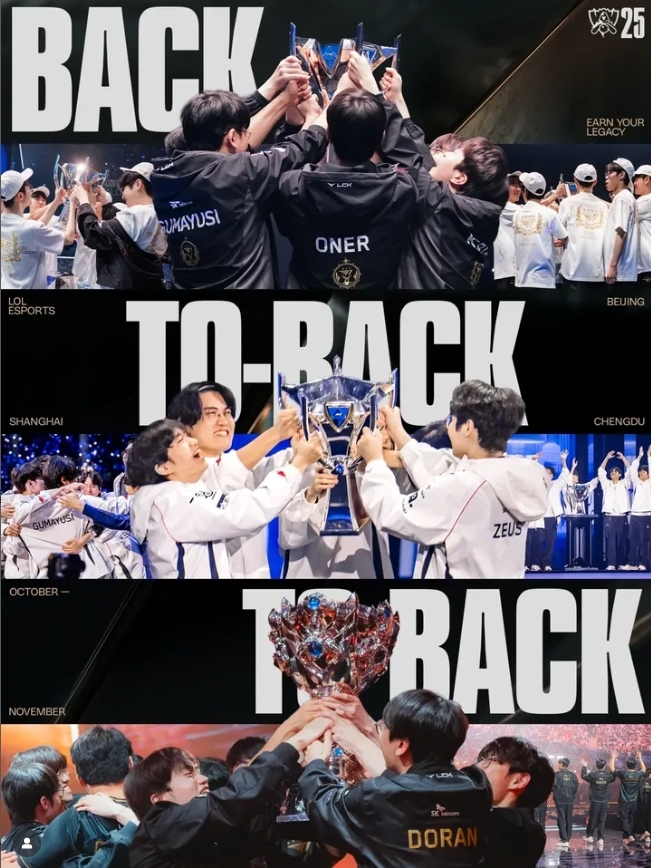 LOL世界賽T1逆轉締造3連霸寫紀錄　Faker生涯第6冠