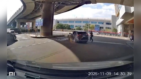 桃園機場又見白牌攬客！違規駕駛鬼切加速　航警攔查險被撞