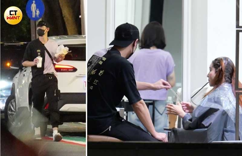 等待孟潔弄頭髮的時間,馮晨軒先去覓食,隨後不忘為她買了餐點飲料。(圖/本刊攝影組)