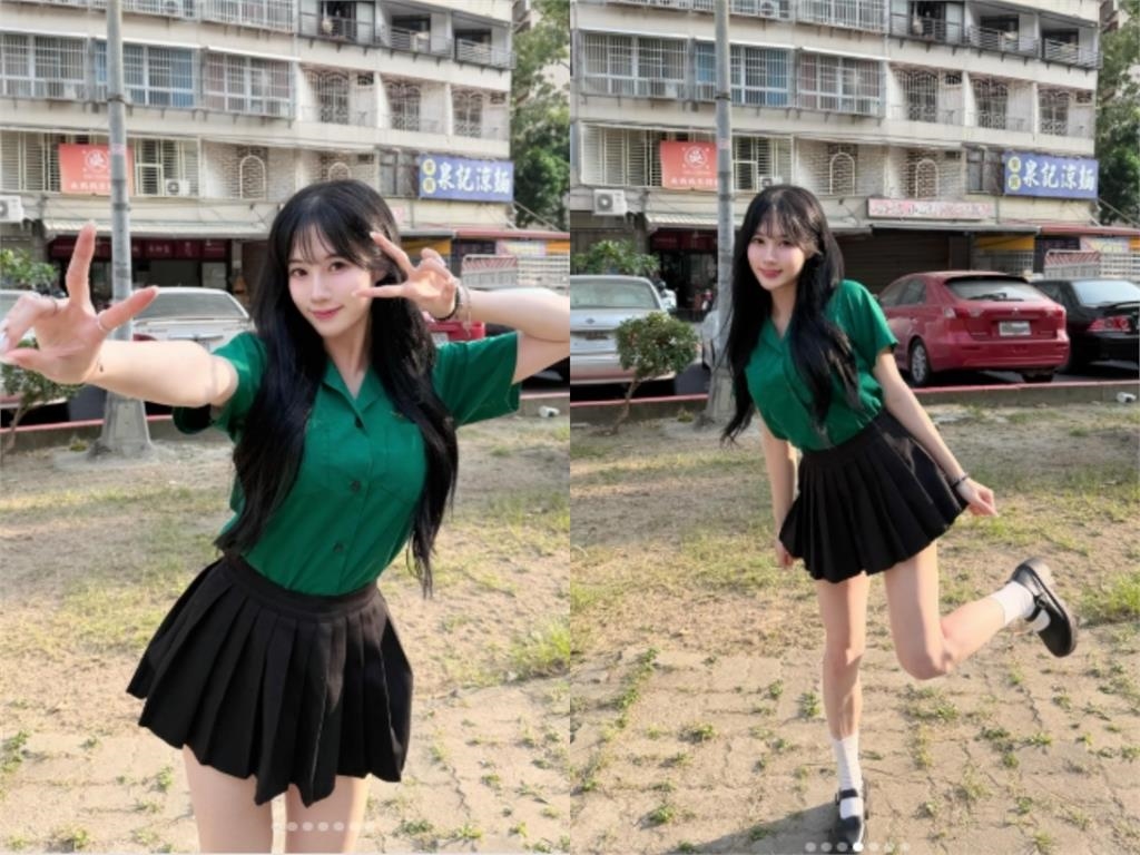 綠襯衫「超正校花」竟是韓援女神Mingo！「激短百褶裙」放送美腿掀暴動
