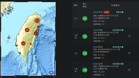 地牛翻身!上午9點22分 宜蘭發生4.5有感地震