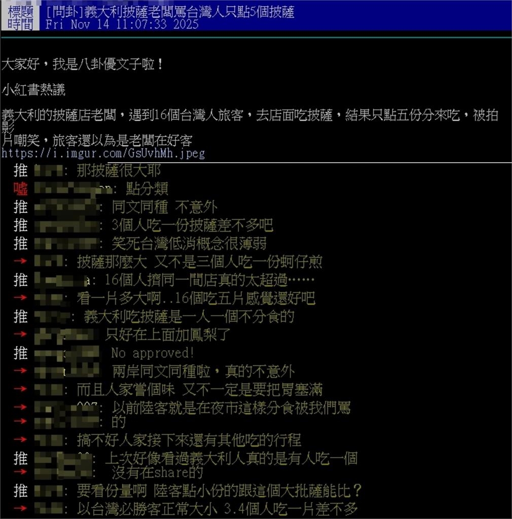 13台灣遊客遭義大利老闆「錄影公審」!竟只因「合吃5披薩」網傻眼:文化不同
