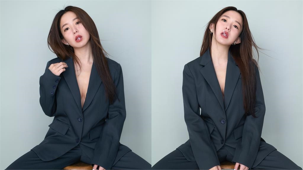 郭書瑤辣穿西裝開深V「裡面0布料」!正面猛炸「2頭巨獸」破萬人瘋看:犯規了