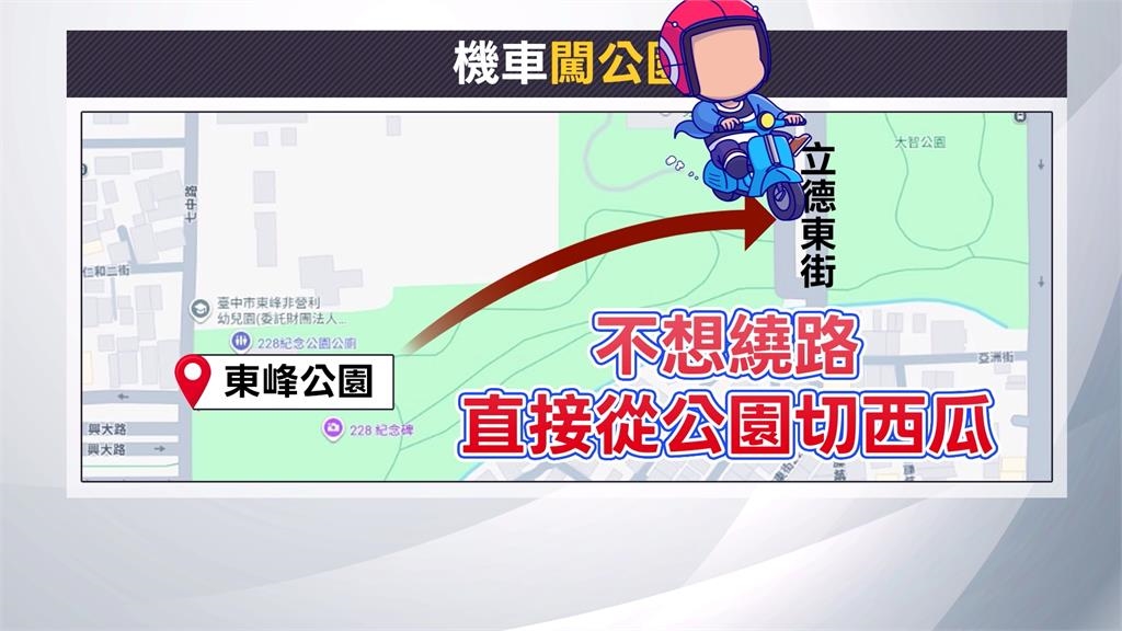 貪圖方便！台中公園驚見「機車族」趴趴走　建設局、警方聯手加強稽查