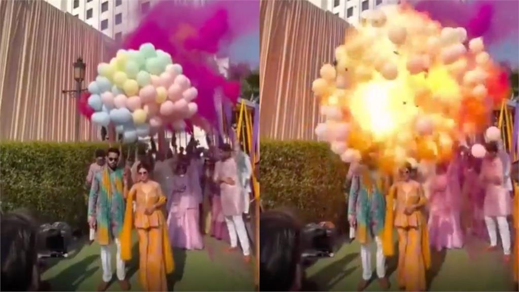 印度浪漫婚禮瞬間失控！氫氣球爆炸引火　新人慘遭灼傷