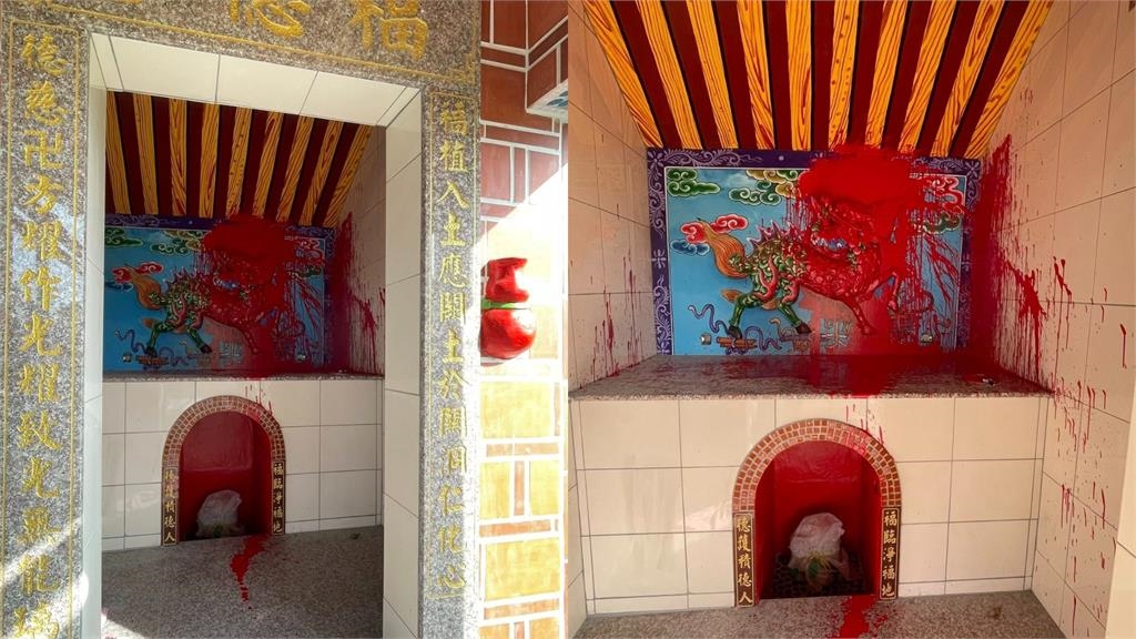 彰化百年「山壩福德宮」遭惡意潑漆!新廟遭毒手畫面曝光⋯信徒痛心譴責