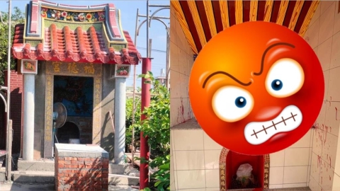 彰化百年「山壩福德宮」遭惡意潑漆!牆面麒麟遭染紅畫面曝⋯信徒痛心譴責