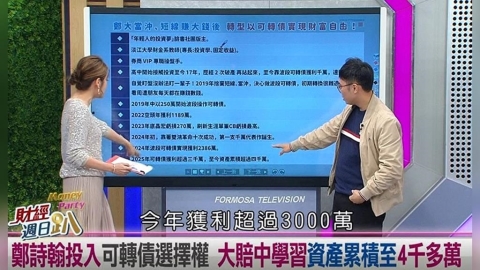 週日趴(影)／鄭詩翰投入可轉債選擇權 大賠中學習資產累積至4千多萬