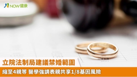 立院法制局建議禁婚範圍縮至4親等 醫學強調表親共享1/8基因風險
