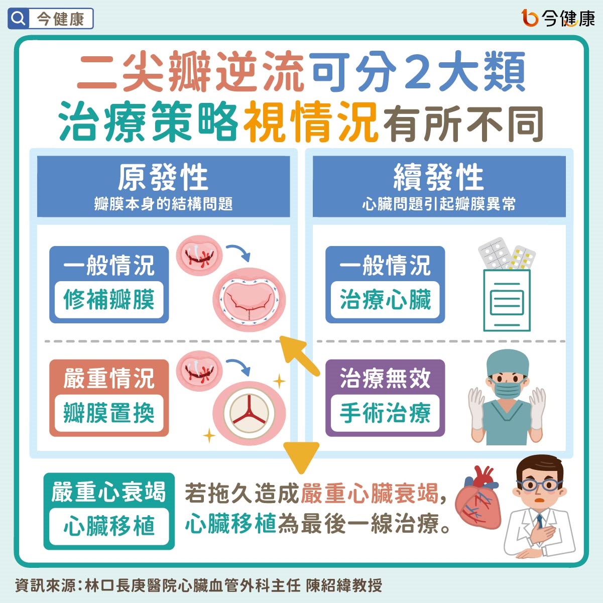 二尖瓣逆流早治療不要拖!治療策略、瓣膜種類、新型治療一次瞭解