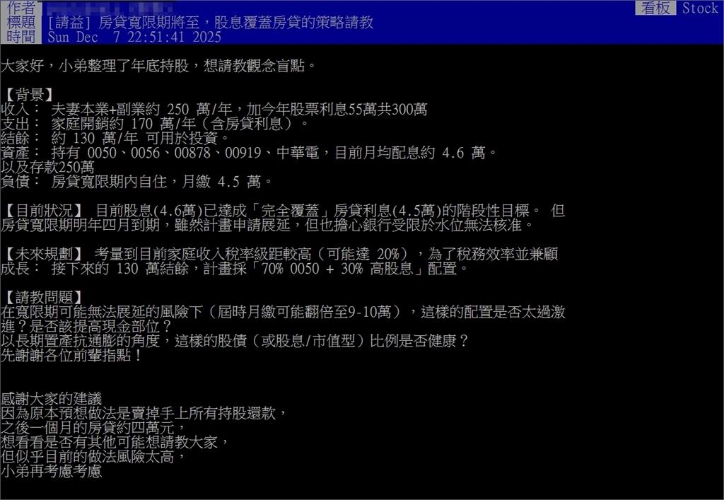他存「5檔股票」月領4.6萬繳房貸！內行急勸出清「這檔ETF」：過寬限期就爆
