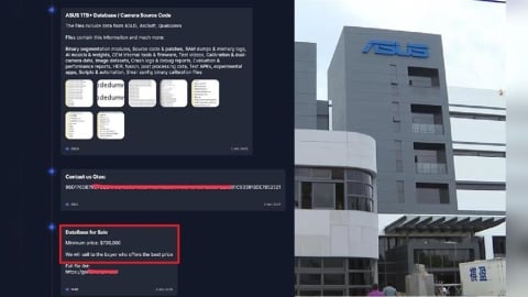 獨家/華碩拒付贖金 駭客集團公開標售1TB檔案「底價70萬美元」