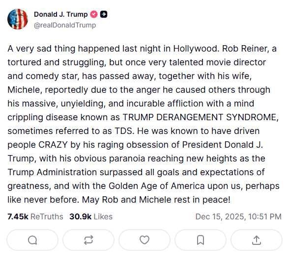 (圖/翻攝自Truth Social@realDonaldTrump)