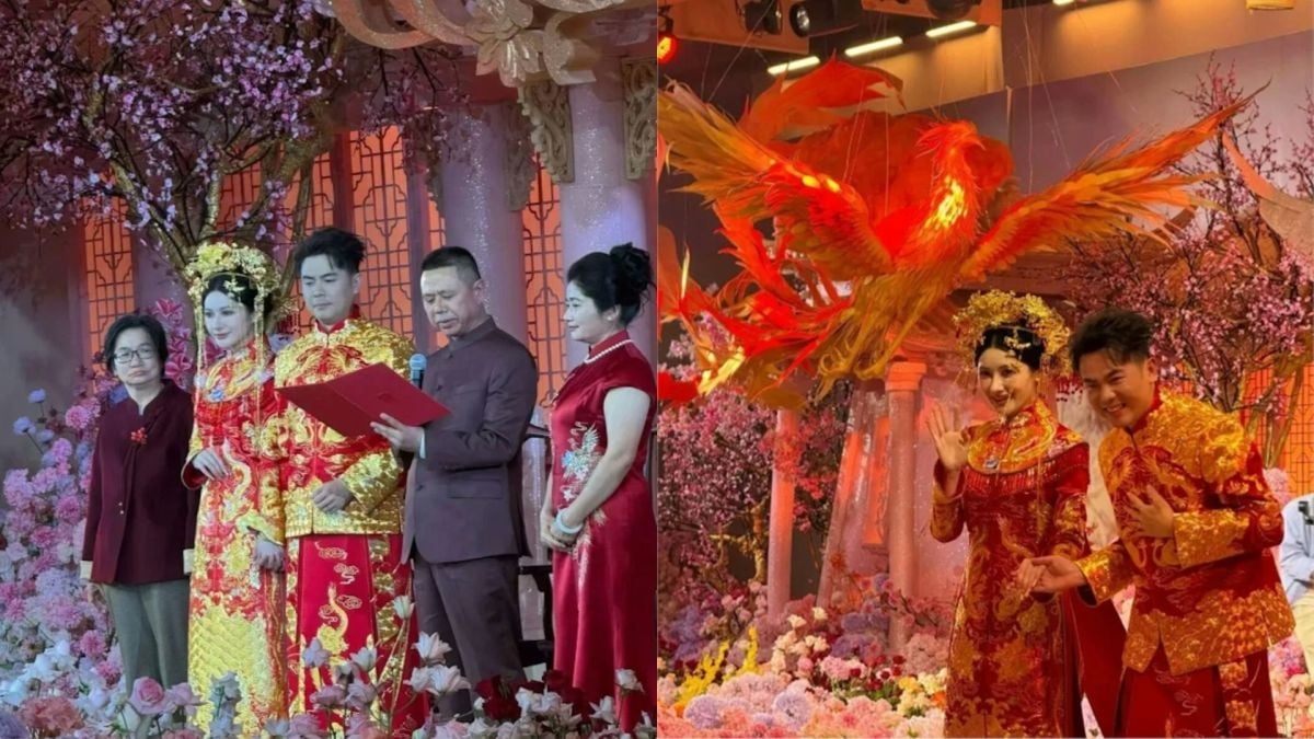 圖／中國新茶飲品牌「霸王茶姬」創辦人張俊杰，於14日在江蘇舉行盛大婚禮，迎娶太陽能製造龍頭「天合光能」聯席董事長高海純。（翻攝 微博）