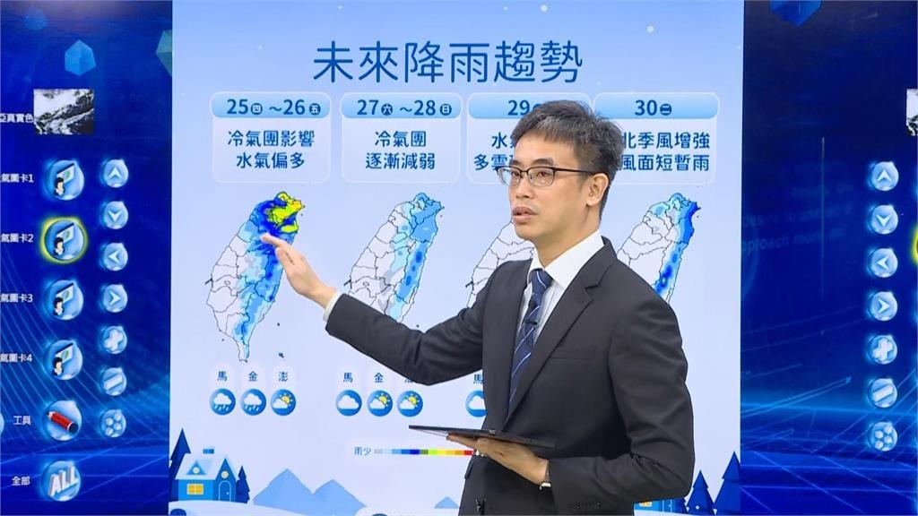 快新聞／耶誕節天氣預報出爐！明日氣溫直直落「又濕又冷」　各地溫度曝光