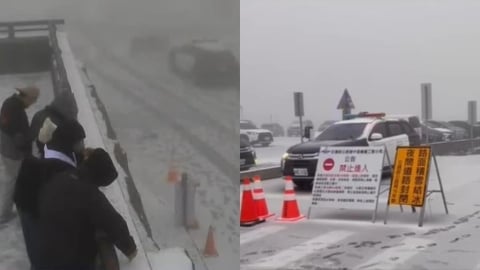 武嶺迎來入冬首場雪！全台最高停車場變「銀白世界」追雪族徹夜守候等到了