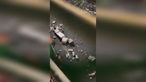 有感地震！新北兩樣情　板橋落石砸落「生死一瞬間」、中和燈具不規則搖晃