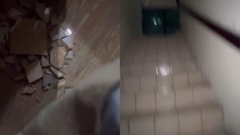 規模7強震「水塔被震破」大噴發！「樓梯間變瀑布」網傻眼：目前這裡最慘