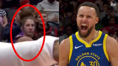 NBA(影)/粉絲變隊友!勇士手套二世「把球丟進觀眾席」柯瑞粉絲神助攻偶像進三分