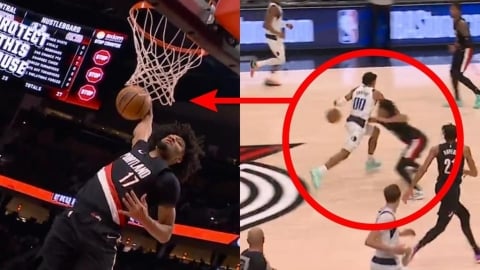 NBA(影)／時間暫停器！獨行俠小將「球運一運就沒了」拓荒者神偷加碼大風車飛扣