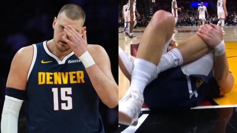 NBA(影)／慘了！金塊MVP中鋒約基奇「遭隊友踩腳、左膝非正常作動」超痛苦倒地